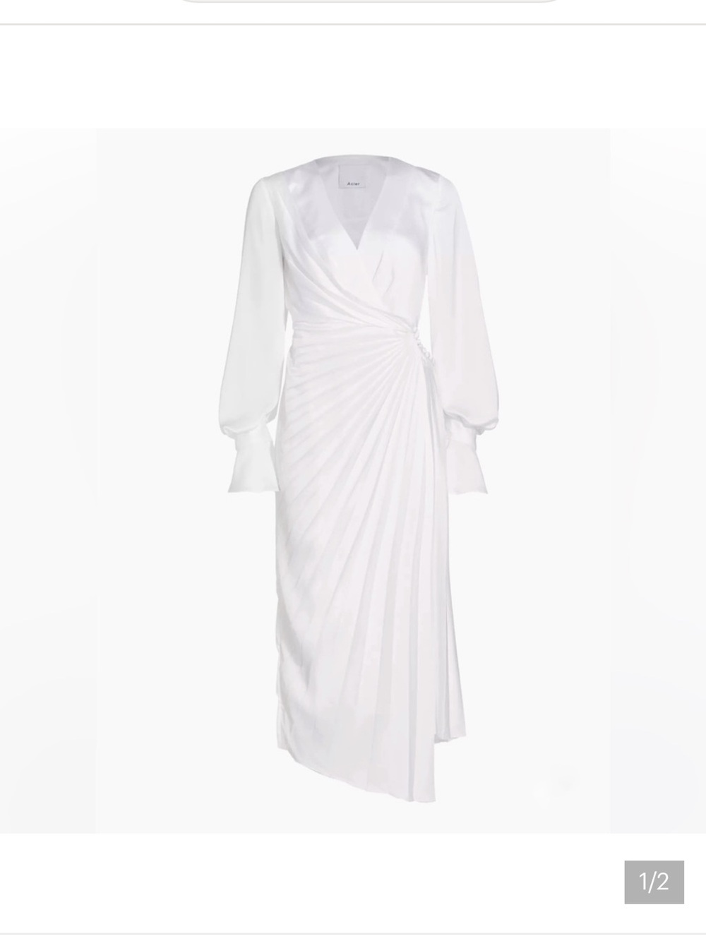 Acler White Draped Wrap Midi Dress with Long Sleeves